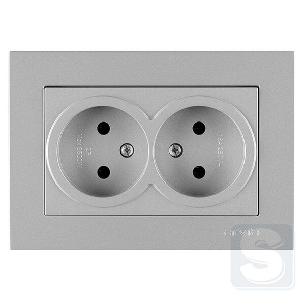 Розетка подвійна без заземлення 16A/220V Arvia Electric KAREN Срібло (20 03 2000 908)